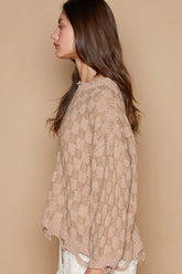 POL Checkered Distressed Edge Sweater OutfitFlow